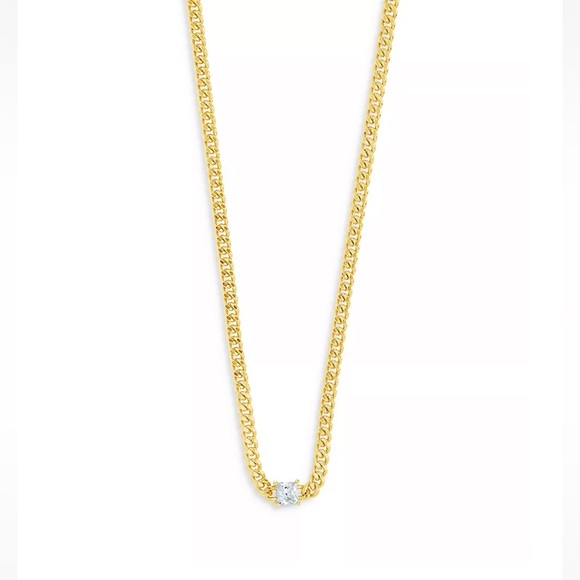 Sterling Forever 14k Gold Plated Cubic Zirconia Curb Chain Necklace - Picture 3 of 7